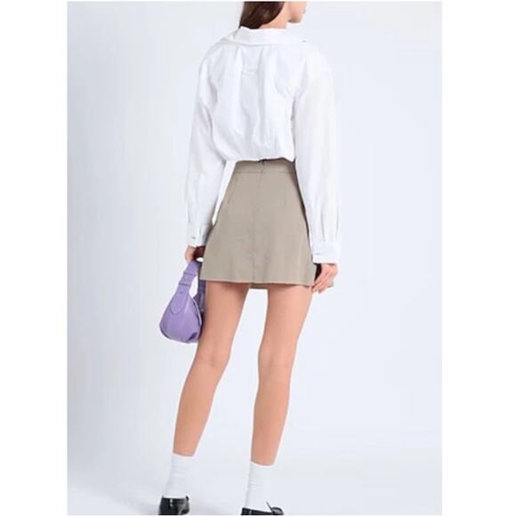 New TOPSHOP NORDSTROM Women's Tan Wool Blend Preppy Pleated Mini Skirt Size 10 - Picture 7 of 7